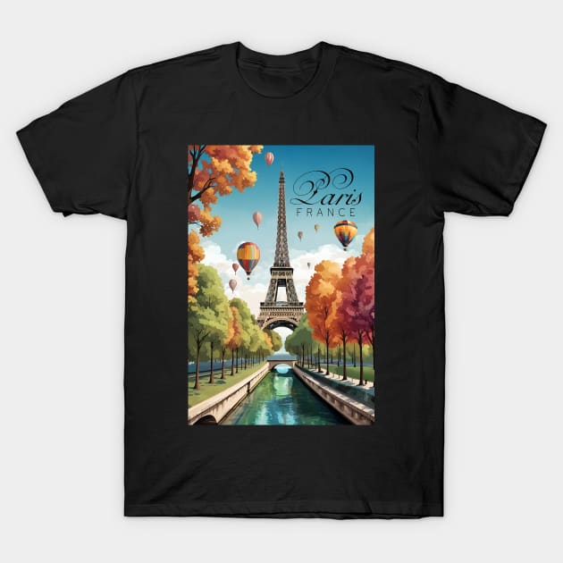 Ballooning In Paris France Travel Ad Poster T-Shirt by LittleBean
